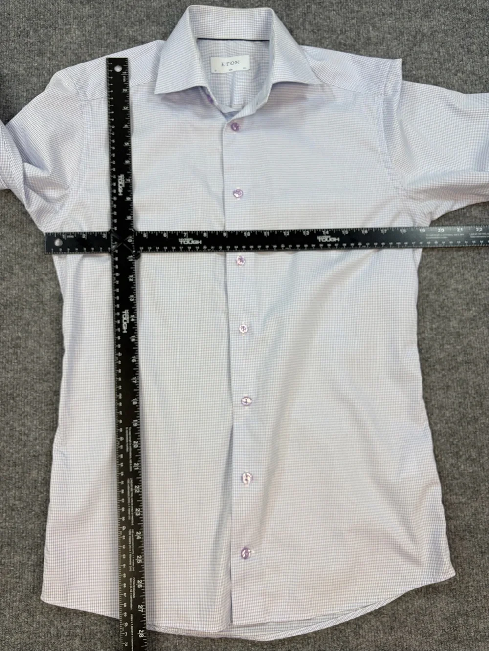 Eton Men's Slim-Fit Blue Micro Check Dobby Dress Shirt Size 14.5 | 37 LS Cotton